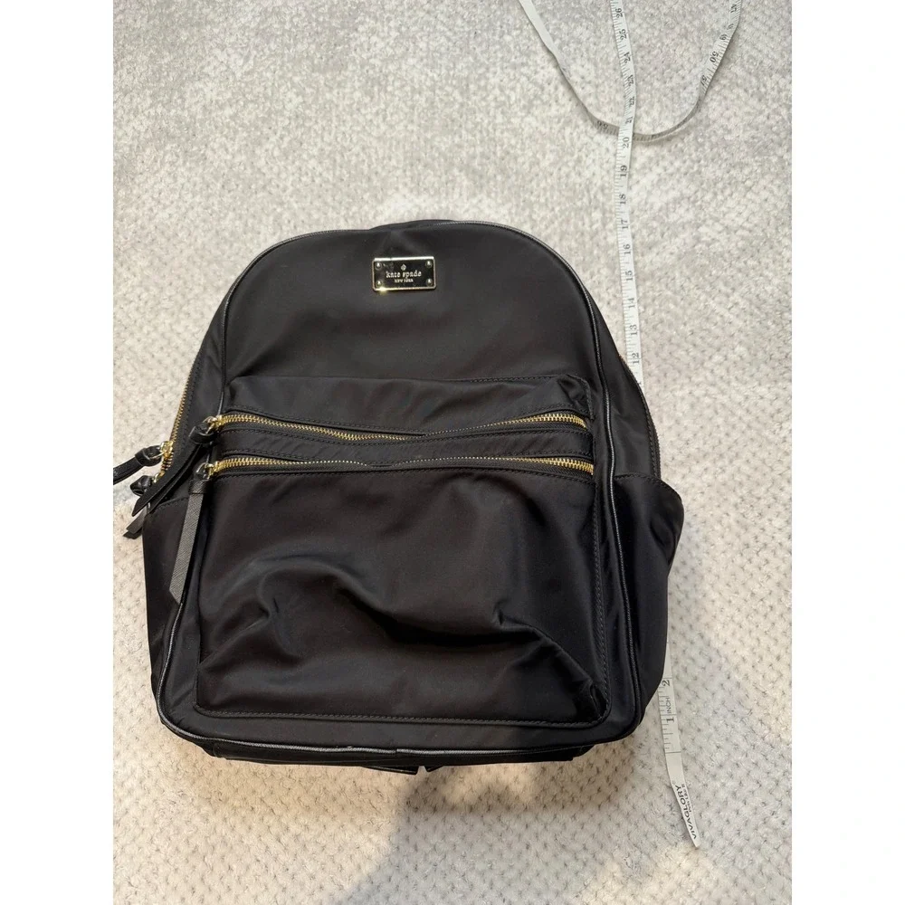 Kate Spade New York Black Nylon Backpack Gold Hardware Office Travel School